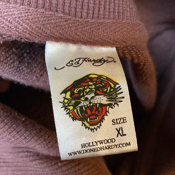 Ed Hardy Double Sided Graphic Sweatshirt Full Zip Rare XL - Picture 3 of 4